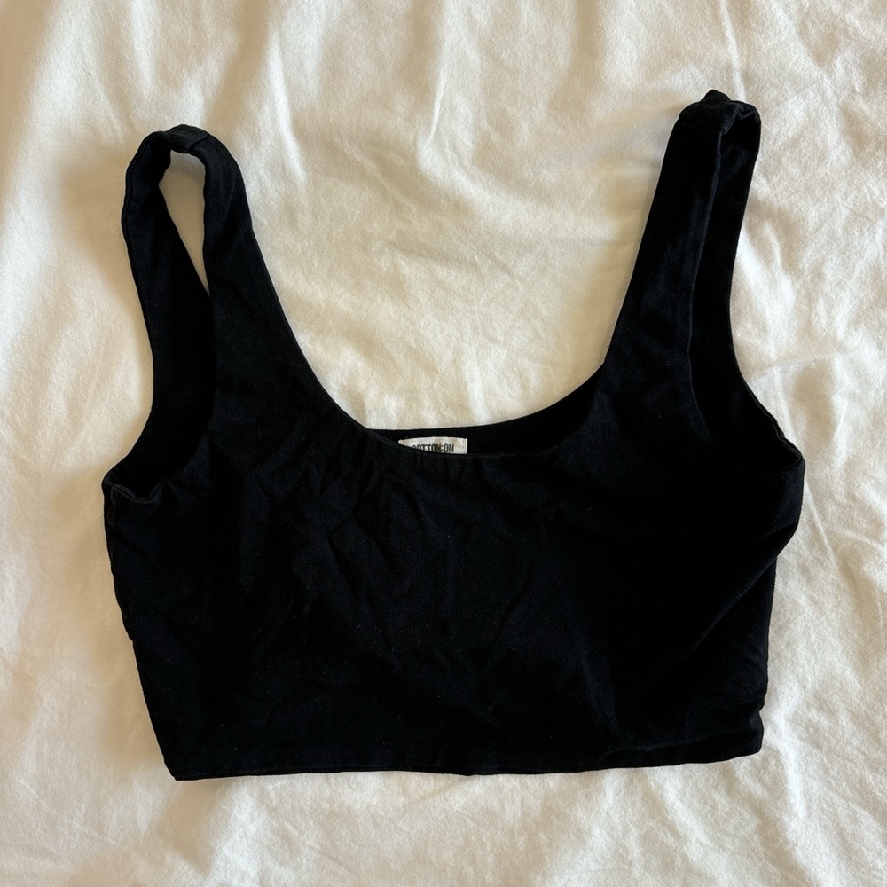 cotton on black cropped tank